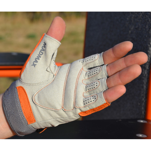 Рукавички для фітнесу MadMax MFG-850 Crazy Grey/Orange L