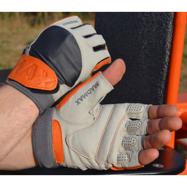 Рукавички для фітнесу MadMax MFG-850 Crazy Grey/Orange L
