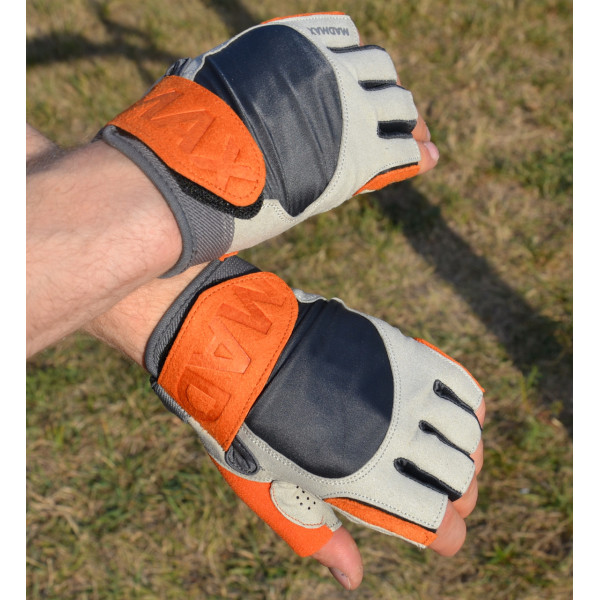 Рукавички для фітнесу MadMax MFG-850 Crazy Grey/Orange L
