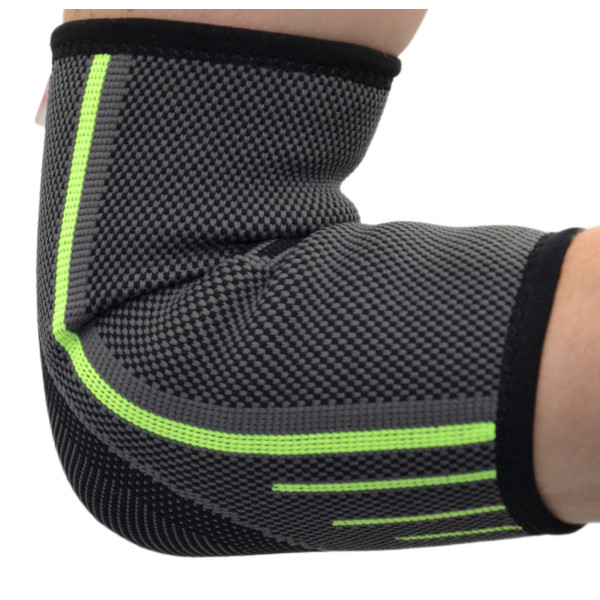 Компресійний налокітник MadMax MFA-283 3D Compressive elbow support Dark grey/Neon green (1шт.) L