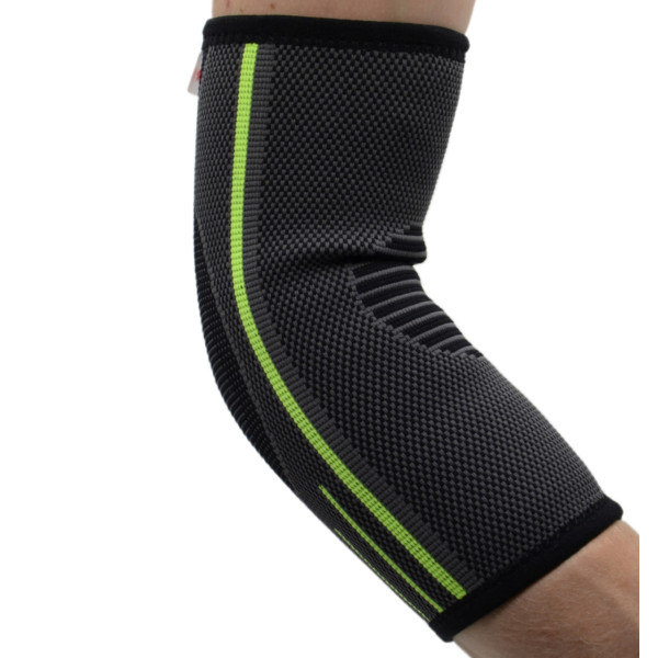 Компресійний налокітник MadMax MFA-283 3D Compressive elbow support Dark grey/Neon green (1шт.) L