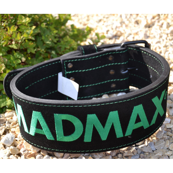 Пояс для важкої атлетики MadMax MFB-301 Suede Single Prong шкіряний Black/Green XXL