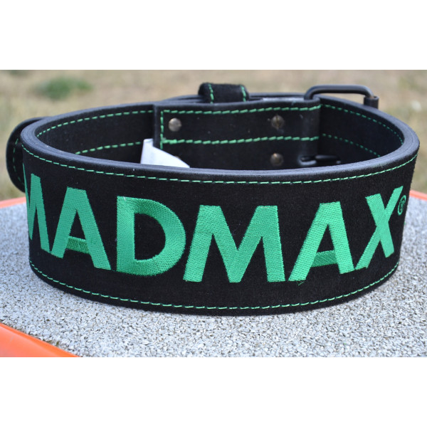 Пояс для важкої атлетики MadMax MFB-301 Suede Single Prong шкіряний Black/Green XXL