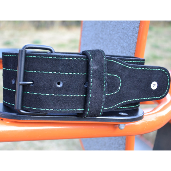 Пояс для важкої атлетики MadMax MFB-301 Suede Single Prong шкіряний Black/Green XXL