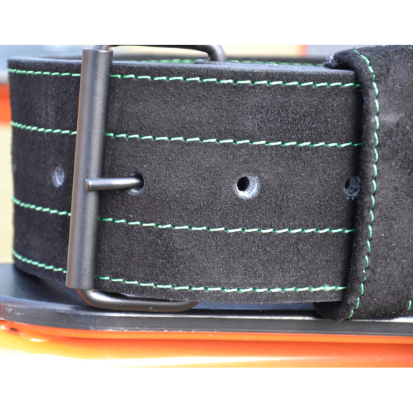 Пояс для важкої атлетики MadMax MFB-301 Suede Single Prong шкіряний Black/Green XXL