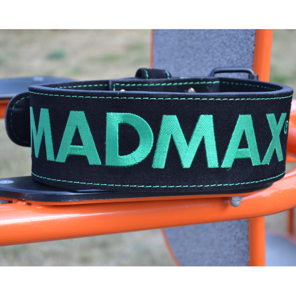 Пояс для важкої атлетики MadMax MFB-301 Suede Single Prong шкіряний Black/Green XXL