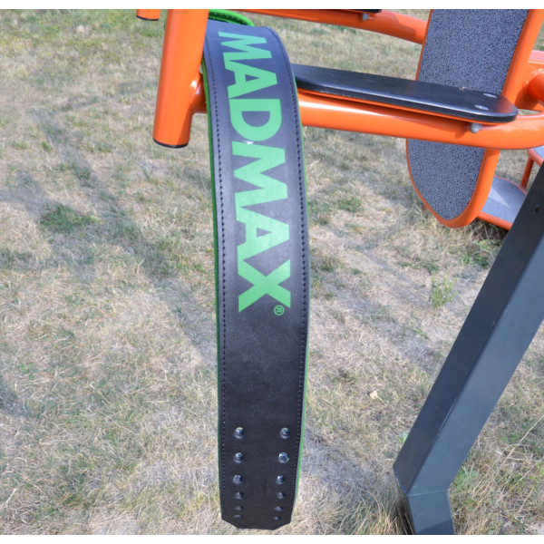 Пояс для важкої атлетики MadMax MFB-302 Quick Release Belt шкіряний Black/Green XL