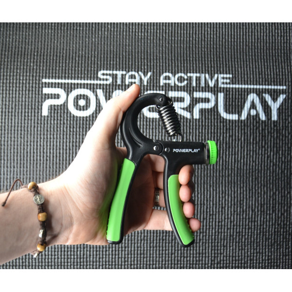 Еспандер кистьовий PowerPlay PP-4323 з регульованим навантаженням 10-40 кг. Strength Grip Чорно-зелений