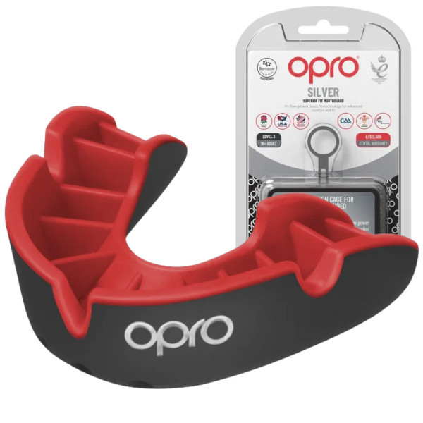 Капа OPRO Silver доросла (вік 11+) Black/Red (art.102502001)
