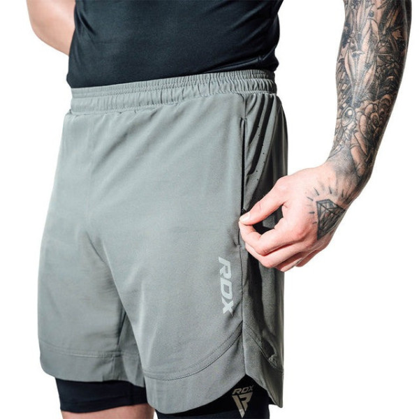 Компресійні шорти для RDX MMA T16 2-в-1 GREY/BLACK-L