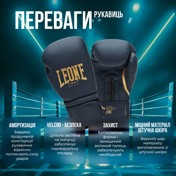 Боксерські рукавиці Leone GN059D Black/Gold 10 унцій (капу в комплекті)