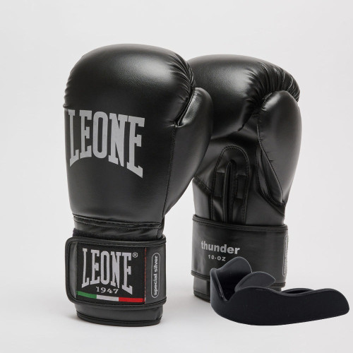Боксерські рукавиці Leone GN383 THUNDER Black 10 унцій (капу в комплекті)