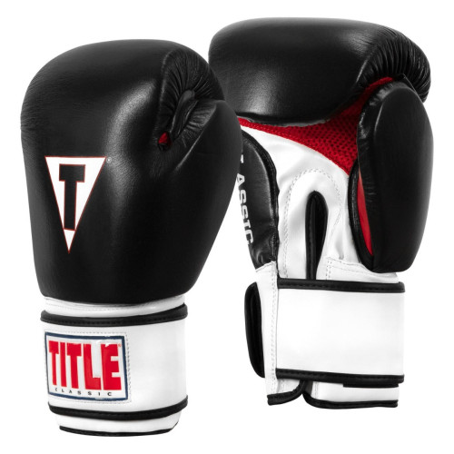 Боксерські рукавиці TITLE Classic Leather 2.0 Black/White/Red S 10 oz.