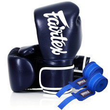 Боксерські рукавиці Fairtex BGV14 Blue 14 унцій з бинтами сині