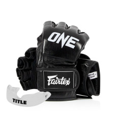 Рукавиці для ММА Fairtex FGV12 ONE Black L шкіряні чорні