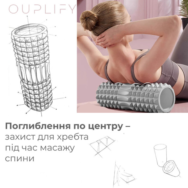 Масажний ролик (роллер) PowerPlay 4405 EVA Massage Roller Сірий (33x12см.)