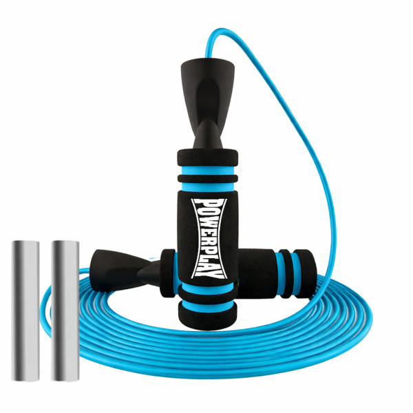 Скакалка швидкісна PowerPlay 4212 X ROPE з обтяжувачами Чорно/Синя (120г*2) 3м.