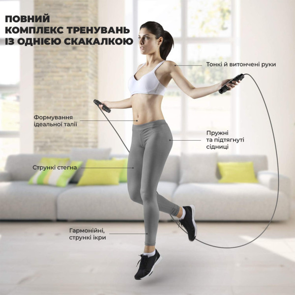 Скакалка швидкісна PowerPlay 4212 X ROPE з обтяжувачами Чорно/Темно синя (120г*2) 3м.