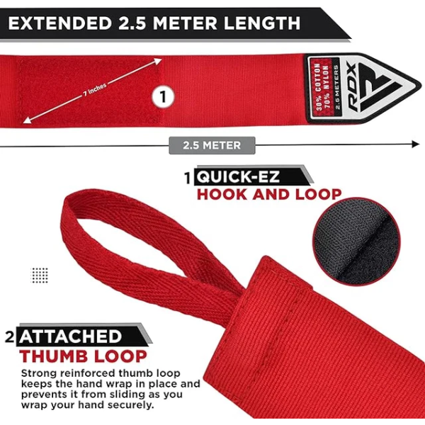 Бинти для боксу RDX Hand Wraps Red (2.5м.)
