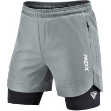 Компресійні шорти RDX MMA T16 MSC-T16GB-S 2-в-1 сірі S