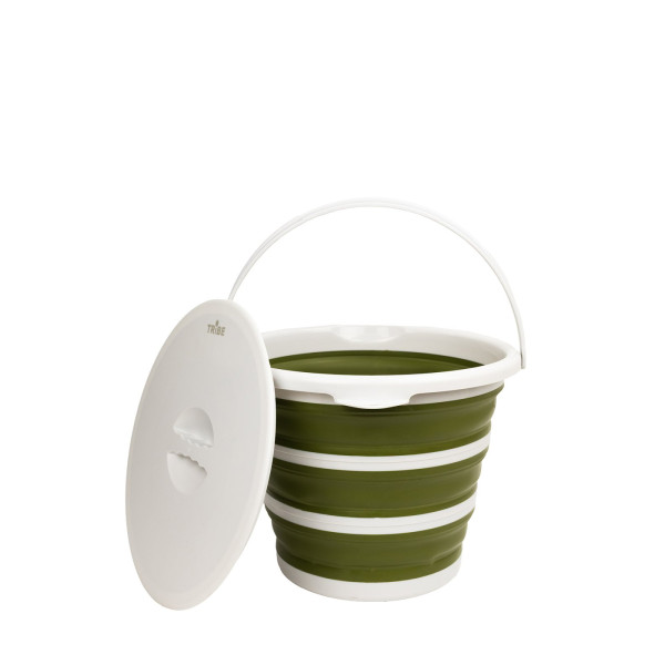 Відро Tribe Water Bucket Lid 10 л силіконове з кришкою T-FJ-0050, olive