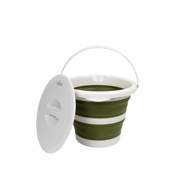 Відро Tribe Water Bucket Lid 5 л силіконове з кришкою T-FJ-0049, olive